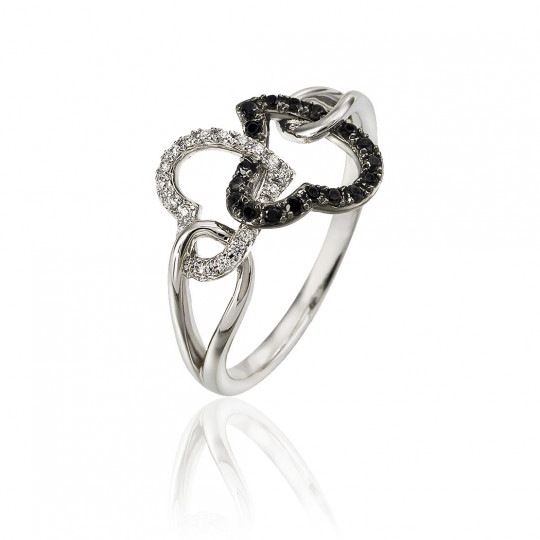 Prsteň Hearts, biele zlato, farebný diamant, diamant.