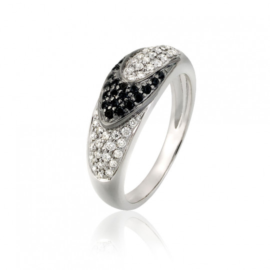 Prsteň Flow, biele zlato, farebný diamant, diamant.