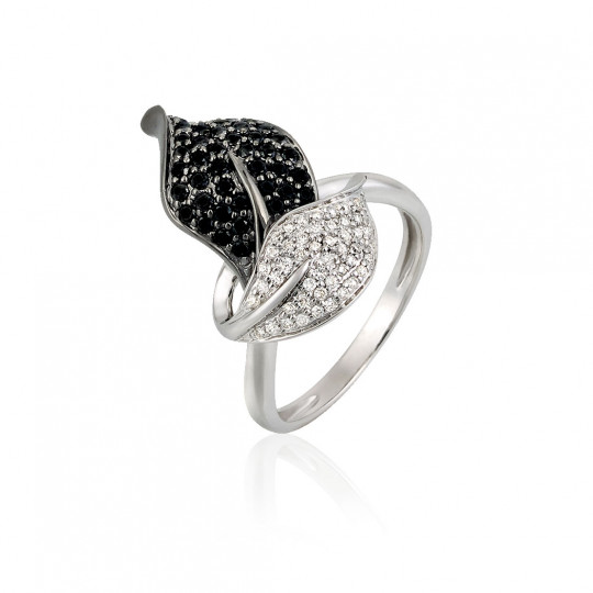 Prsteň Leaves, biele zlato, farebný diamant, diamant.