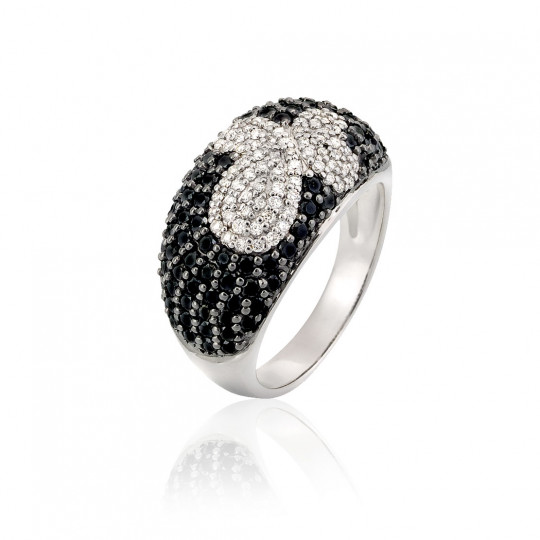 Prsteň Deepness, biele zlato, čierny diamant, diamant.