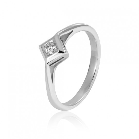 Prsteň Bellisima, biele zlato, diamant.