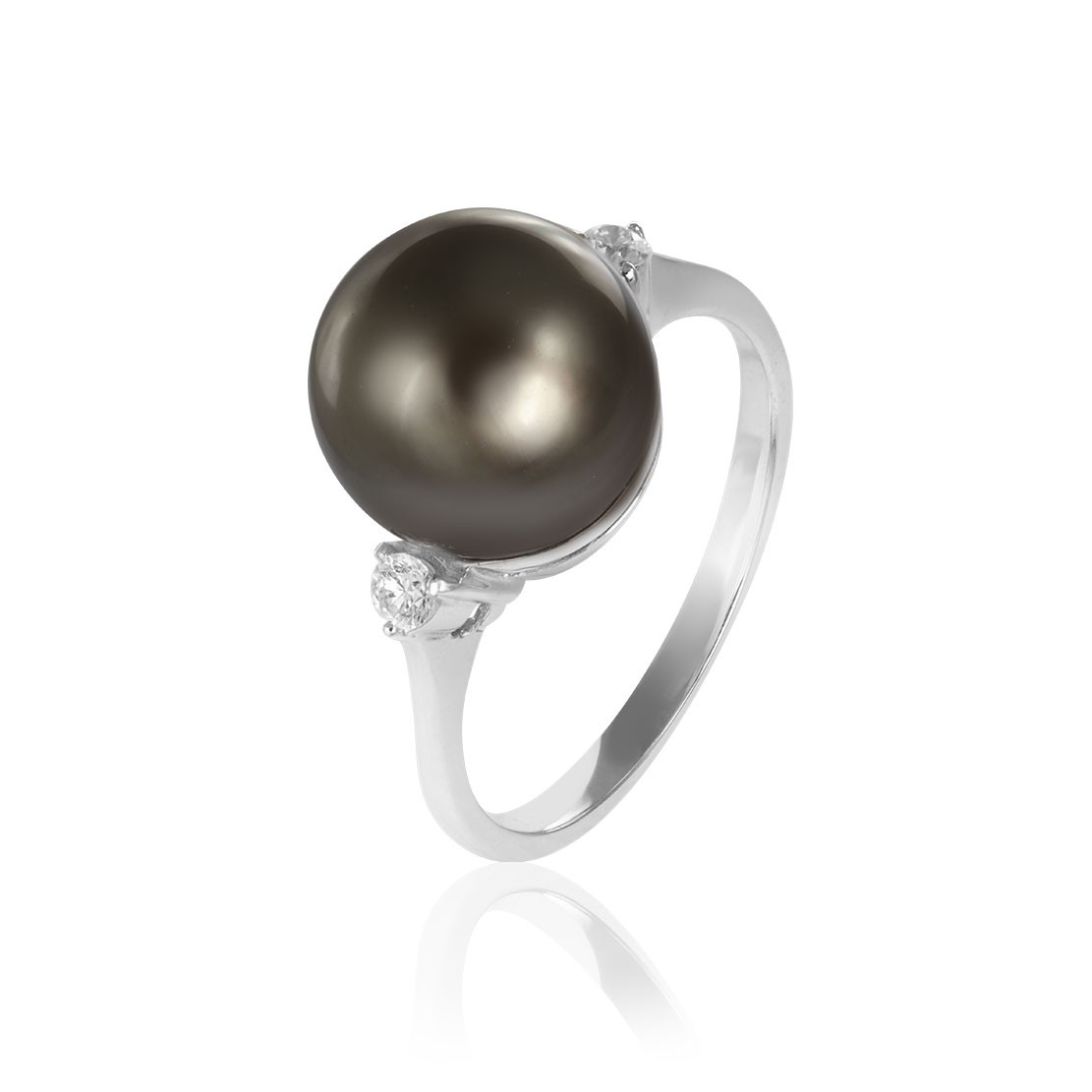 Prsteň Manuia, biele zlato, tahitská perla, diamant.