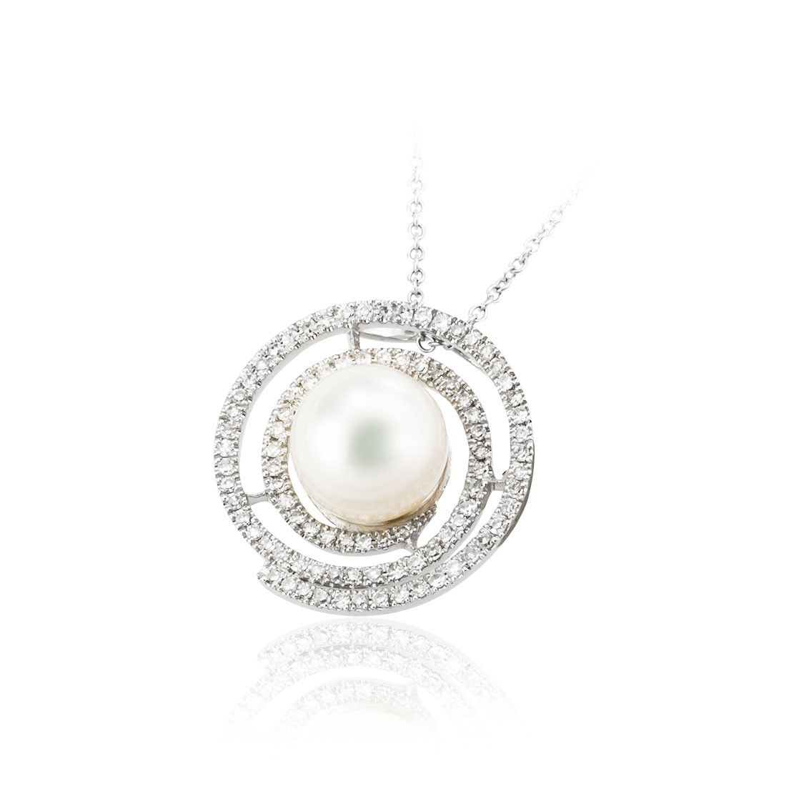 Perlový náhrdelník Maze, biele zlato, sladkovodná perla, diamant.