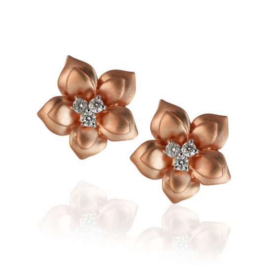 Náušnice Azalea, ružové zlato, diamant.