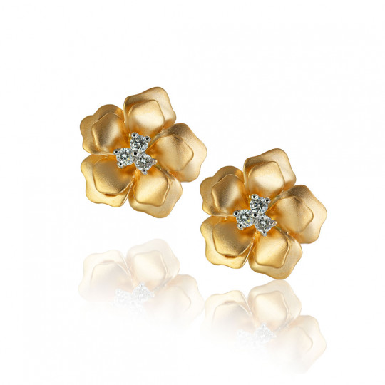Náušnice Primrose, žlté zlato, diamant.