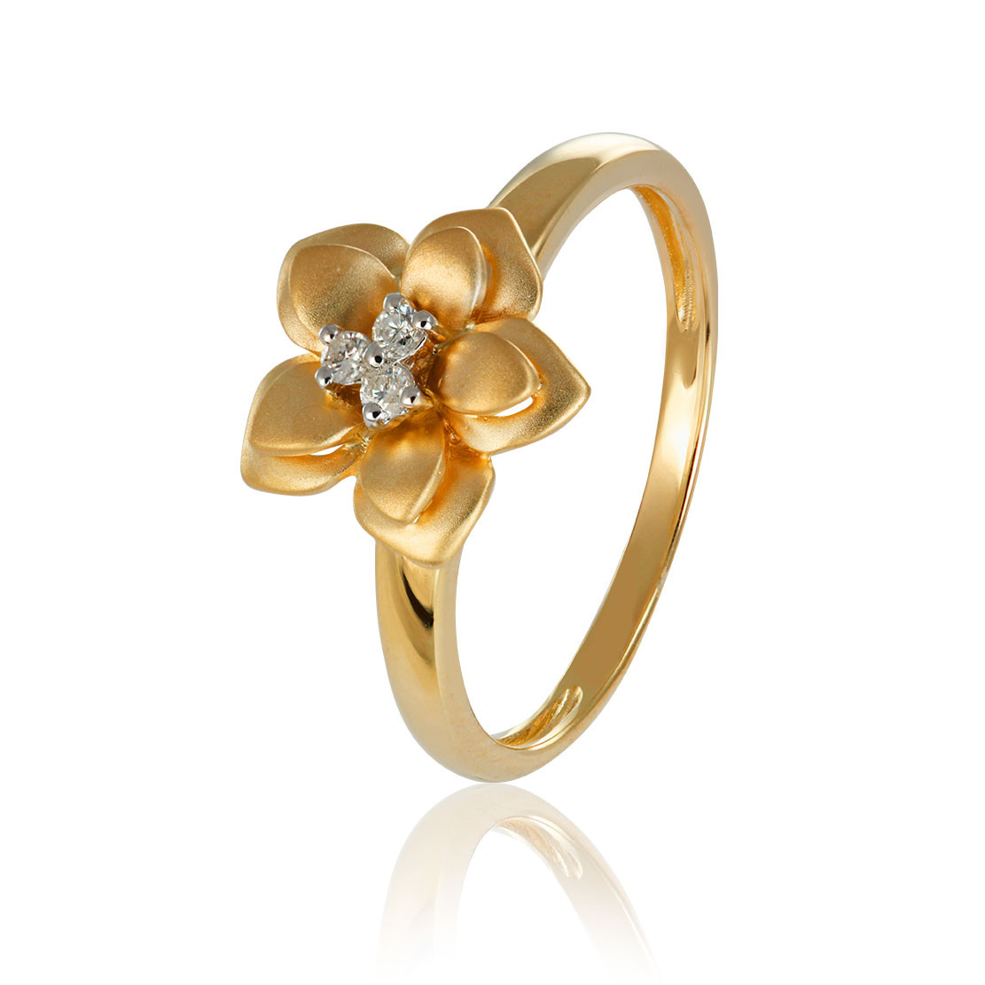 Prsteň Azalea, žlté zlato, diamant.