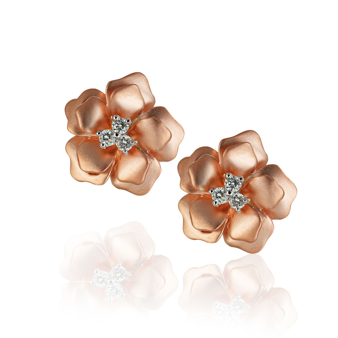 Náušnice Primrose, ružové zlato, diamant.