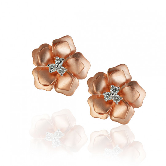 Náušnice Primrose, ružové zlato, diamant.