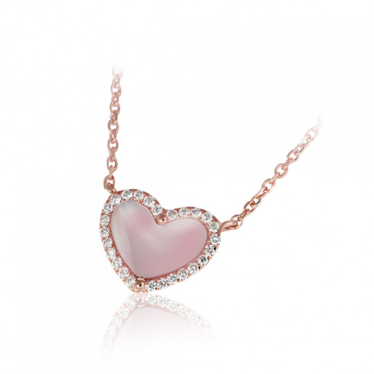 Náhrdelník Cupid, ružové zlato, perleť, diamant.