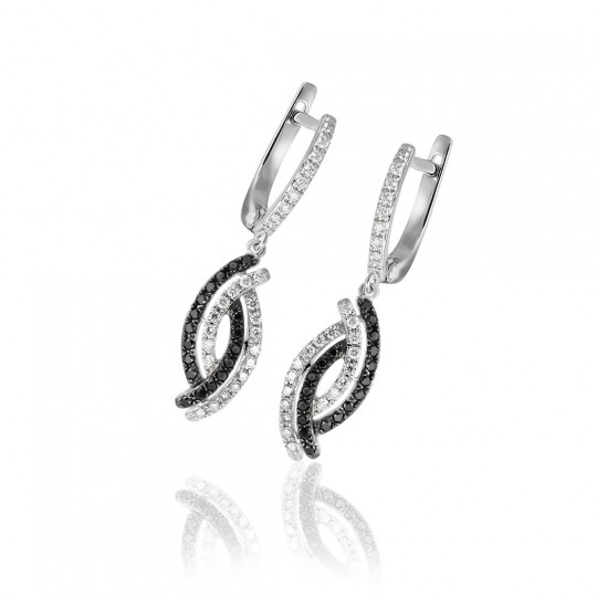 Náušnice Alliance, biele zlato, diamant, farebný diamant.