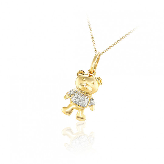 Prívesok Bear, žlté zlato, diamant.