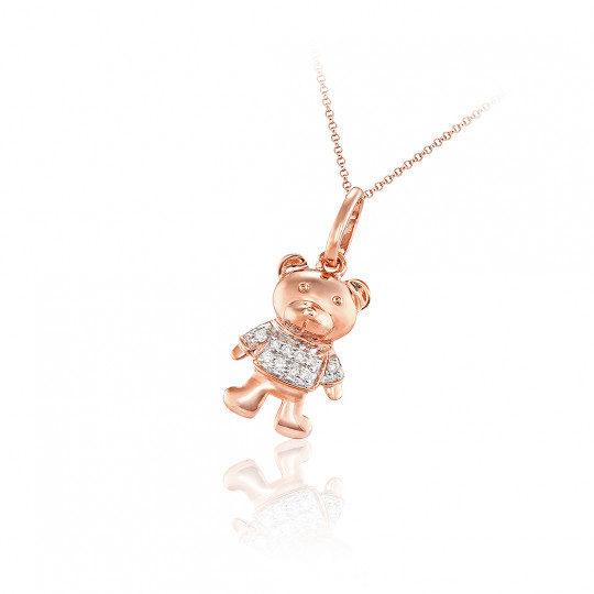 Prívesok Bear, ružové zlato, diamant.