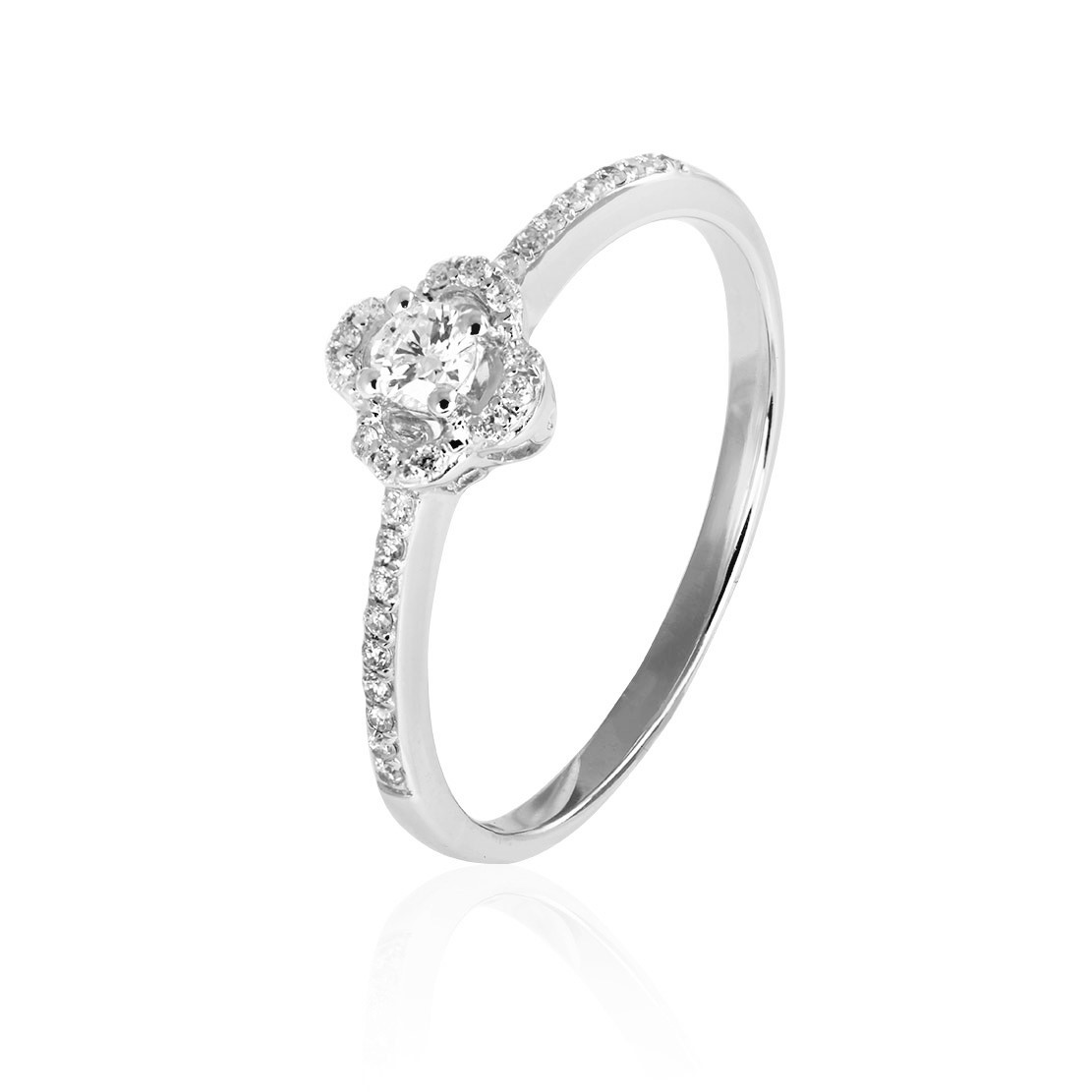 Diamantový zásnubný prsteň White Rose, biele zlato