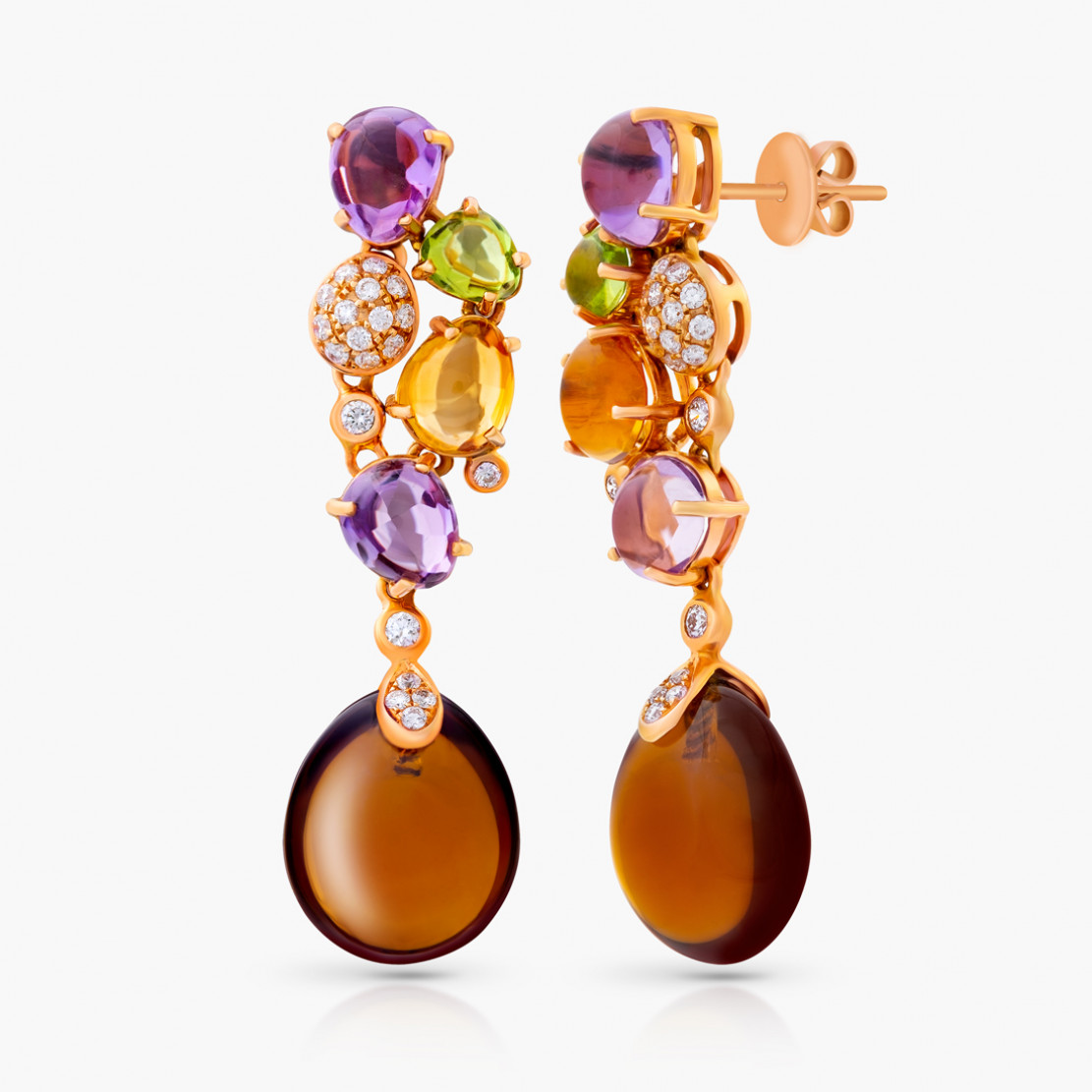 Drahokamové náušnice Gemstone, ružové zlato