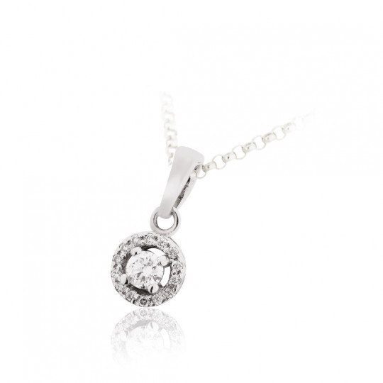 Prívesok Moon, biele zlato, diamant.