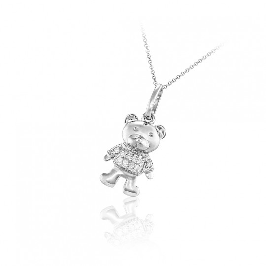 Prívesok Bear, biele zlato, diamant.
