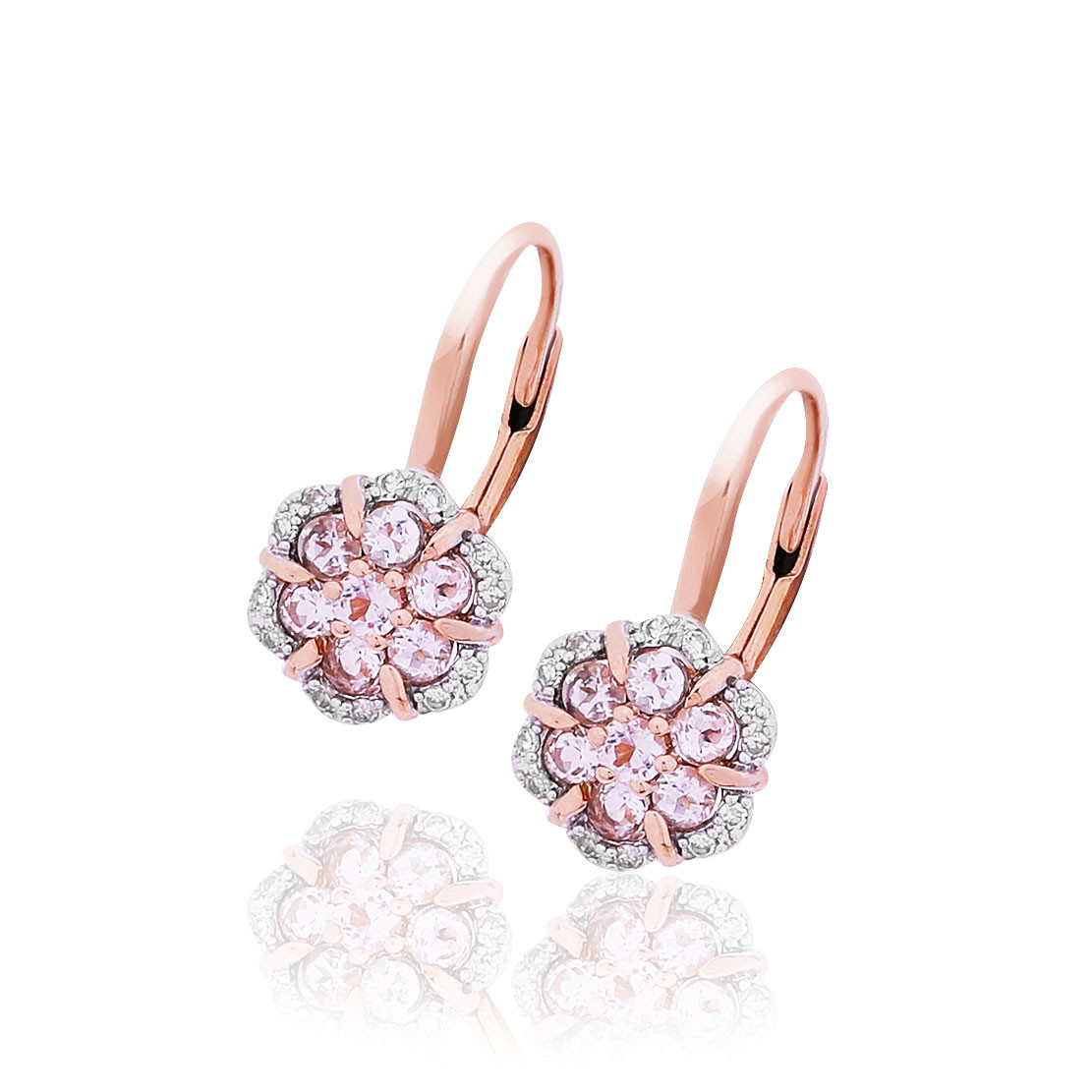 Morganitové náušnice Cream, ružové zlato