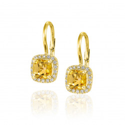 Náušnice Elegant, žlté zlato, zlatý beryl, diamant.