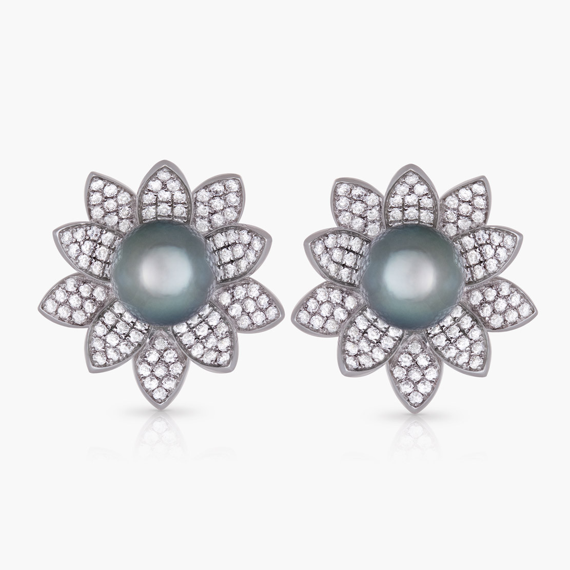 Náušnice Honor, biele zlato, tahitská perla, diamant.