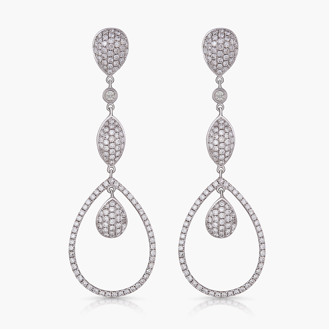 Náušnice Courtly, biele zlato, diamant.