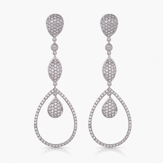 Náušnice Courtly, biele zlato, diamant.