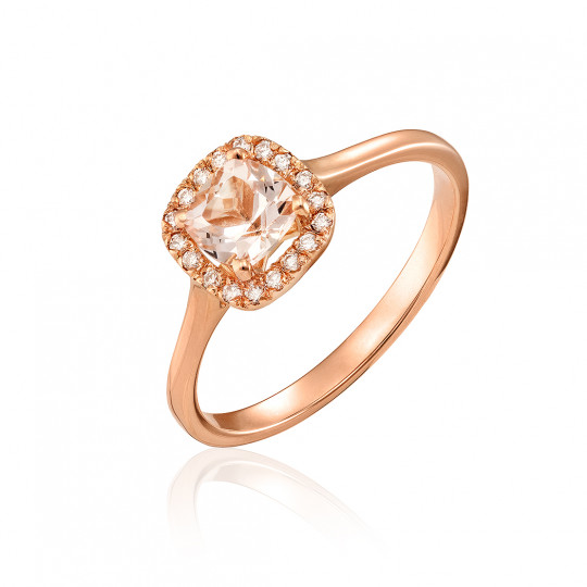 Prsteň Elegant, ružové zlato, diamant, morganit.