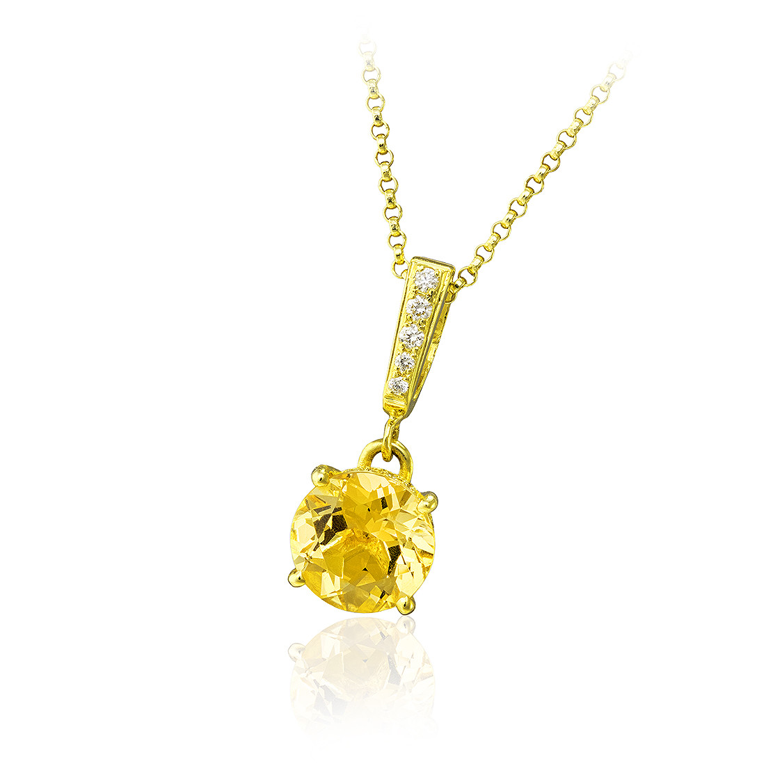 Prívesok Pellerine, žlté zlato, zlatý beryl, diamant.
