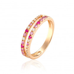 Prsteň Frasco, ružové zlato, rubín, diamant, ružový zafír.
