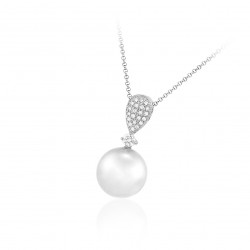 Prívesok Leiria, biele zlato, juhomorská perla, diamant.