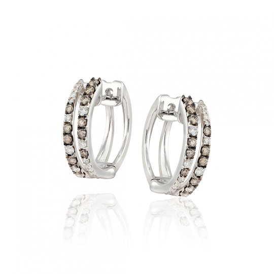 Náušnice Frasco, biele zlato, farebný diamant, diamant.
