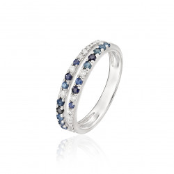 Prsteň Frasco, biele zlato, modrý zafír, diamant.